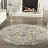 Homeroots 4 ft. Round Ivory & Multi Color Floral Buds Area Rug 385209